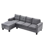 Divano a 4 posti moderno grigio 97,8 con chaise longue contenitore