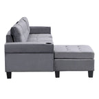 Divano a 4 posti moderno grigio 97,8 con chaise longue contenitore