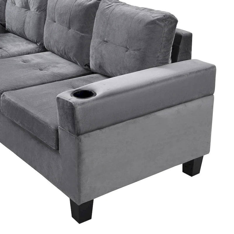 Divano a 4 posti moderno grigio 97,8 con chaise longue contenitore