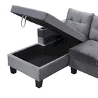 Divano a 4 posti moderno grigio 97,8 con chaise longue contenitore