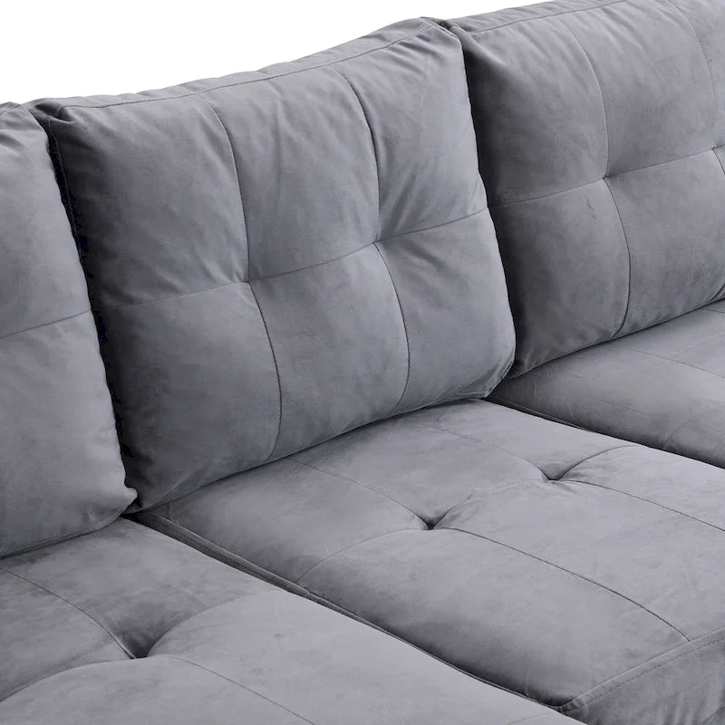 Divano a 4 posti moderno grigio 97,8 con chaise longue contenitore