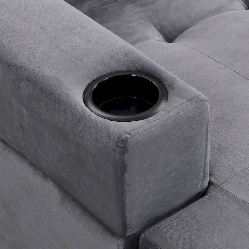 Divano a 4 posti moderno grigio 97,8 con chaise longue contenitore