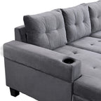 Divano a 4 posti moderno grigio 97,8 con chaise longue contenitore