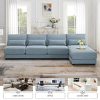 Canapé d'angle 4 places en L bleu 120 cm