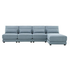 Canapé d'angle 4 places en L bleu 120 cm