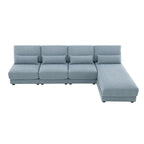 Canapé d'angle 4 places en L bleu 120 cm