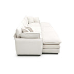 Canapé d'angle modulable convertible 6 places en velours côtelé beige avec 3 poufs et 5 oreillers