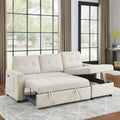 Divano componibile letto a 3 posti reversibile Beige 78.5 con chaise longue contenitore, letto estraibile e tasca laterale