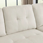 Divano componibile letto a 3 posti reversibile Beige 78.5 con chaise longue contenitore, letto estraibile e tasca laterale