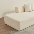 105.51 Divano componibile moderno a L con 5 posti e chaise longue, in morbido tessuto Sherpa "lana d'agnello"