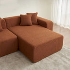 105.51 Divano componibile moderno a L con 5 posti e chaise longue, in morbido tessuto Sherpa "lana d'agnello"