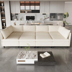 Divano modulare 8 posti trasformabile beige 129 con contenitore