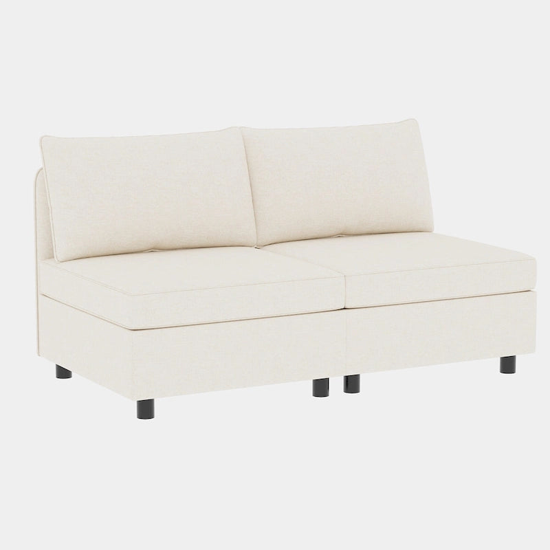 Divano modulare 8 posti trasformabile beige 129 con contenitore