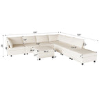 Divano modulare 8 posti trasformabile beige 129 con contenitore