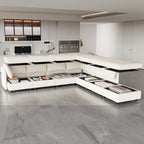 Divano modulare 8 posti trasformabile beige 129 con contenitore