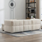 Divano Sezionale a 4 Posti in Tessuto da 87.7 con Pouf Movibile, 2 Porte USB e 2 Cuscini Lombari, Ideale per il Soggiorno