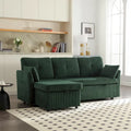 Canapé modulable en velours doux vert 81,1 L, 3 places, avec méridienne réversible et rangement, convertible pour salon