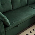 Canapé modulable en velours doux vert 81,1 L, 3 places, avec méridienne réversible et rangement, convertible pour salon