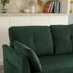 Canapé modulable en velours doux vert 81,1 L, 3 places, avec méridienne réversible et rangement, convertible pour salon