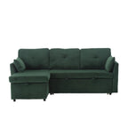 Canapé modulable en velours doux vert 81,1 L, 3 places, avec méridienne réversible et rangement, convertible pour salon