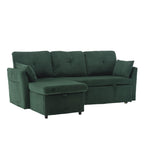 Canapé modulable en velours doux vert 81,1 L, 3 places, avec méridienne réversible et rangement, convertible pour salon