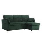 Canapé modulable en velours doux vert 81,1 L, 3 places, avec méridienne réversible et rangement, convertible pour salon