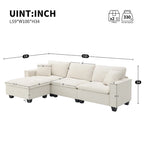 Canapé d'angle convertible en L 4 places avec pouf amovible et coussins assortis, revêtement en velours suédine