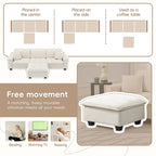 Canapé d'angle convertible en L 4 places avec pouf amovible et coussins assortis, revêtement en velours suédine