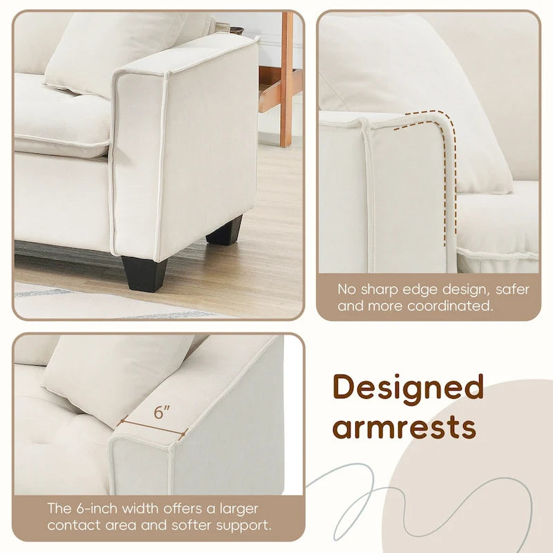Canapé d'angle convertible en L 4 places avec pouf amovible et coussins assortis, revêtement en velours suédine