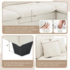 Canapé d'angle convertible en L 4 places avec pouf amovible et coussins assortis, revêtement en velours suédine