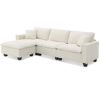 Canapé d'angle convertible en L 4 places avec pouf amovible et coussins assortis, revêtement en velours suédine