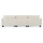Canapé d'angle convertible en L 4 places avec pouf amovible et coussins assortis, revêtement en velours suédine