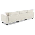 Canapé d'angle convertible en L 4 places avec pouf amovible et coussins assortis, revêtement en velours suédine
