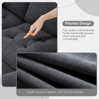 Canapé d'angle convertible en L 4 places avec pouf amovible et coussins assortis, revêtement en velours suédine