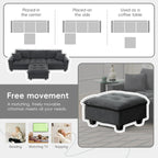 Canapé d'angle convertible en L 4 places avec pouf amovible et coussins assortis, revêtement en velours suédine