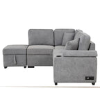 Divano sezionale a L a 5 posti da 84,75 pollici con pouf contenitore, divano letto estraibile 2 in 1 per soggiorno