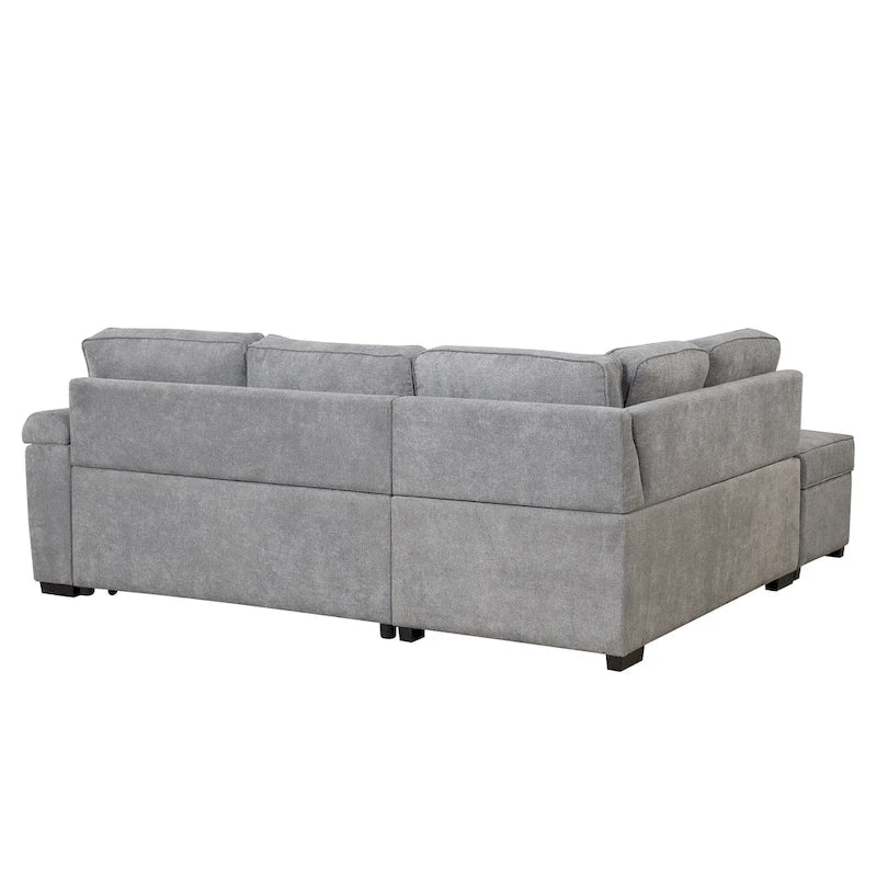 Divano sezionale a L a 5 posti da 84,75 pollici con pouf contenitore, divano letto estraibile 2 in 1 per soggiorno
