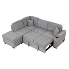 Divano sezionale a L a 5 posti da 84,75 pollici con pouf contenitore, divano letto estraibile 2 in 1 per soggiorno