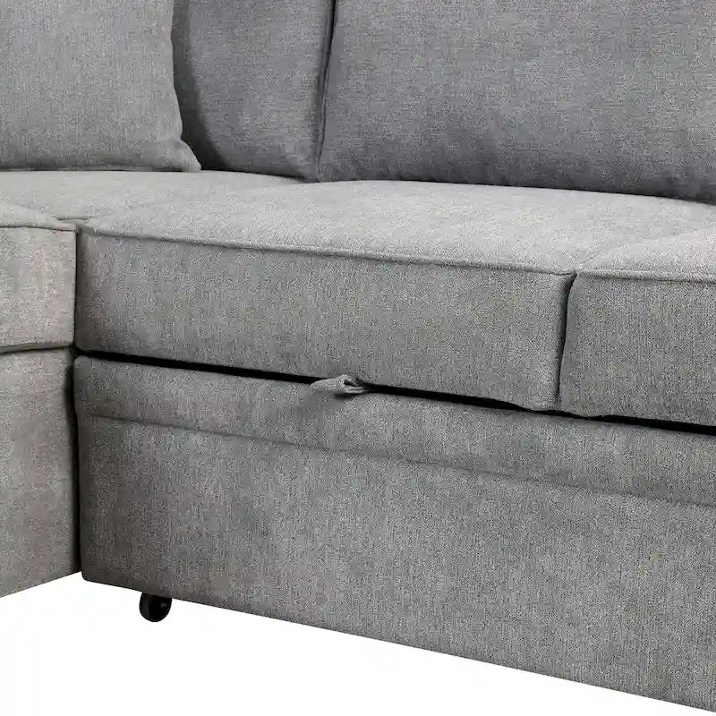 Divano sezionale a L a 5 posti da 84,75 pollici con pouf contenitore, divano letto estraibile 2 in 1 per soggiorno