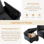 Divano angolare a 5 posti da 84,75" con letto estraibile, pouf contenitore, vano portaoggetti nascosto nel bracciolo e ricarica USB