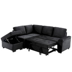 Divano angolare a 5 posti da 84,75" con letto estraibile, pouf contenitore, vano portaoggetti nascosto nel bracciolo e ricarica USB