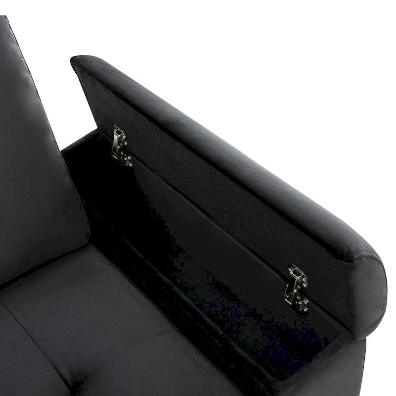 Divano angolare a 5 posti da 84,75" con letto estraibile, pouf contenitore, vano portaoggetti nascosto nel bracciolo e ricarica USB