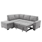 Divano angolare a 5 posti da 84,75" con letto estraibile, pouf contenitore, vano portaoggetti nascosto nel bracciolo e ricarica USB