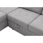 Divano angolare a 5 posti da 84,75" con letto estraibile, pouf contenitore, vano portaoggetti nascosto nel bracciolo e ricarica USB