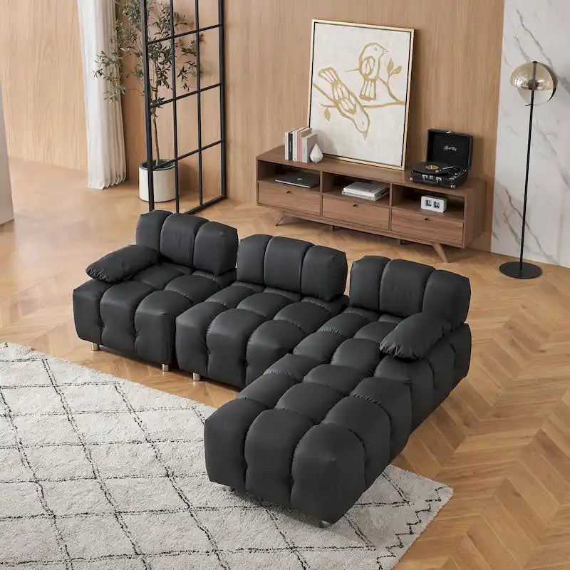 Divano a 3 Posti Pieghevole da 90.6" con Chaise Longue, Impermeabile, Antimacchia e Antigraffio per Gatti