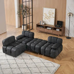 Divano a 3 Posti Pieghevole da 90.6" con Chaise Longue, Impermeabile, Antimacchia e Antigraffio per Gatti