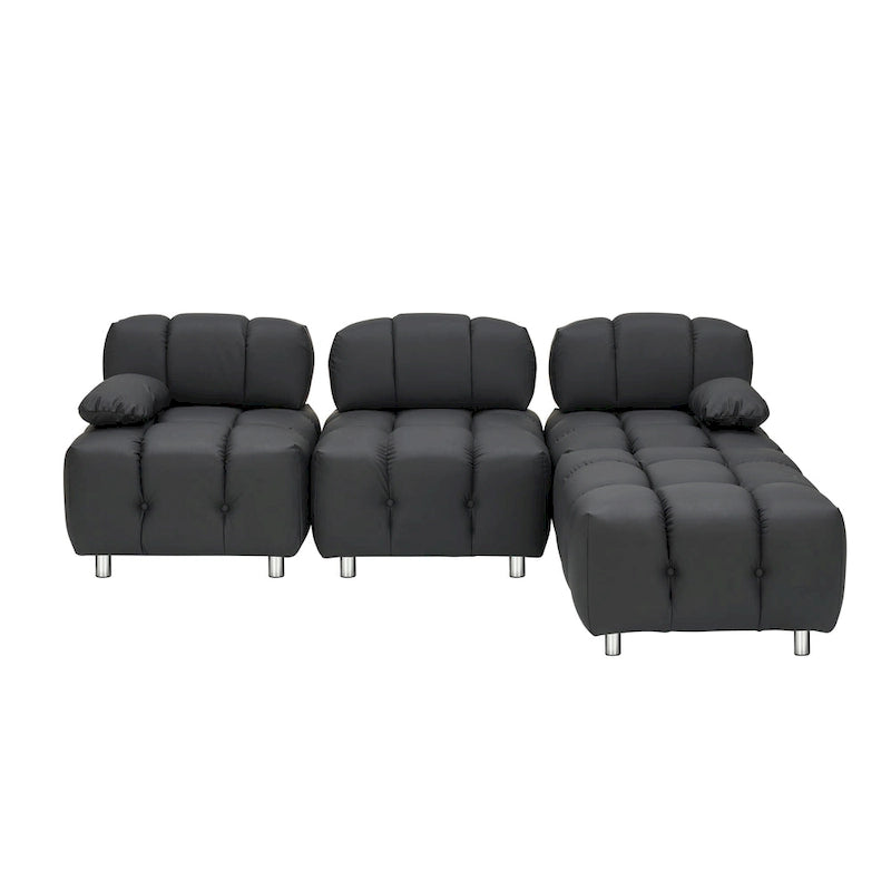 Divano a 3 Posti Pieghevole da 90.6" con Chaise Longue, Impermeabile, Antimacchia e Antigraffio per Gatti