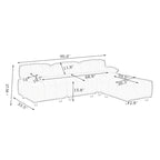 Divano a 3 Posti Pieghevole da 90.6" con Chaise Longue, Impermeabile, Antimacchia e Antigraffio per Gatti