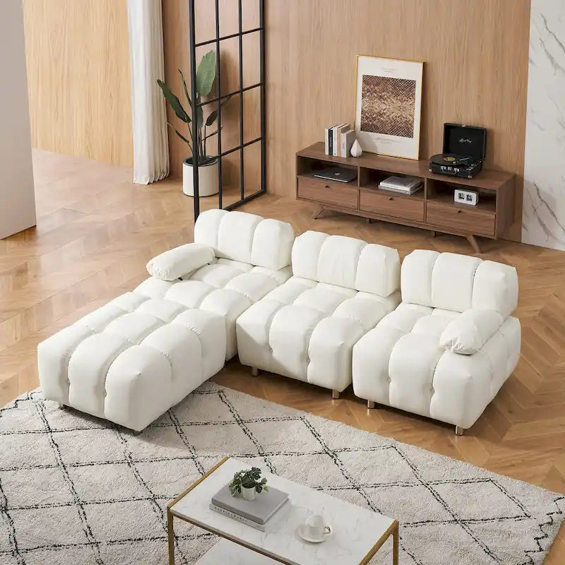 Divano a 3 Posti Pieghevole da 90.6" con Chaise Longue, Impermeabile, Antimacchia e Antigraffio per Gatti