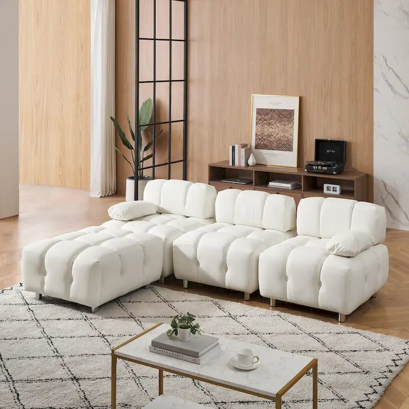 Divano a 3 Posti Pieghevole da 90.6" con Chaise Longue, Impermeabile, Antimacchia e Antigraffio per Gatti